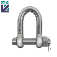 D Shackle with E Type Safety Pin - Stainless Steel