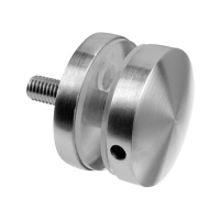 Short Round Glass Clamp - Flat Mount - Stainless Steel