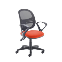 Jota Mesh medium back operators chair with fixed arms - Tortuga Orange