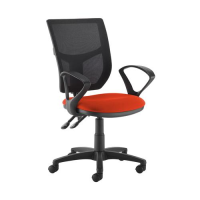 Altino 2 lever high mesh back operators chair with fixed arms - Tortuga Orange