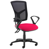 Senza high mesh back operator chair with fixed arms - Diablo Pink
