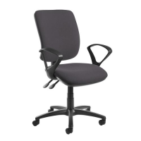 Senza high back operator chair with fixed arms - Blizzard Grey