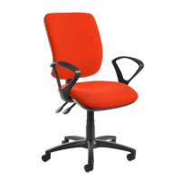 Senza high back operator chair with fixed arms - Tortuga Orange