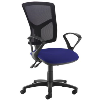 Senza high mesh back operator chair with fixed arms - Ocean Blue