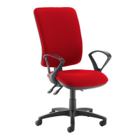 Senza extra high back operator chair with fixed arms - Belize Red