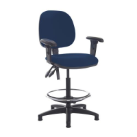 Jota draughtsmans chair with adjustable arms - Costa Blue