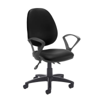 Jota high back asynchro operators chair with fixed arms - Nero Black vinyl