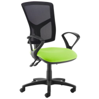Senza high mesh back operator chair with fixed arms - green
