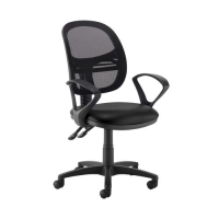 Jota Mesh medium back operators chair with fixed arms - Nero Black vinyl
