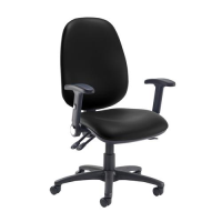Jota extra high back operator chair with folding arms - Nero Black vinyl