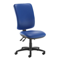 Senza extra high back operator chair with no arms - Ocean Blue vinyl