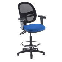 Jota mesh back draughtsmans chair with adjustable arms - Scuba Blue