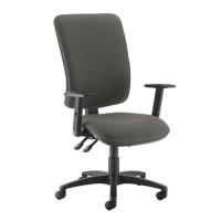 Senza extra high back operator chair with adjustable arms - Slip Grey