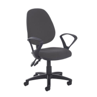 Jota high back PCB operator chair with fixed arms - Blizzard Grey