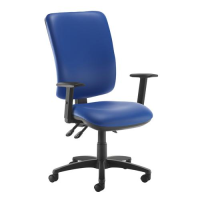 Senza extra high back operator chair with adjustable arms - Ocean Blue vinyl