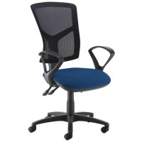 Senza high mesh back operator chair with fixed arms - Costa Blue