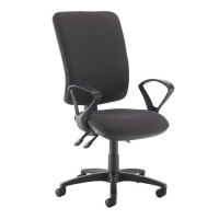 Senza extra high back operator chair with fixed arms - Blizzard Grey