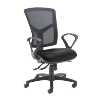 Senza high mesh back operator chair with fixed arms - Nero Black vinyl