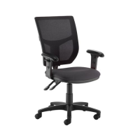 Altino 2 lever high mesh back operators chair with adjustable arms - Blizzard Grey