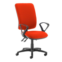 Senza extra high back operator chair with fixed arms - Tortuga Orange