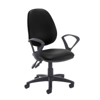Jota high back PCB operator chair with fixed arms - Nero Black vinyl