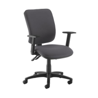 Senza high back operator chair with adjustable arms - Blizzard Grey