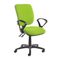 Senza high back operator chair with fixed arms - green