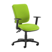 Senza high back operator chair with adjustable arms - green