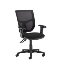 Altino 2 lever high mesh back operators chair with adjustable arms - black