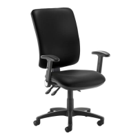 Senza extra high back operator chair with folding arms - Nero Black vinyl