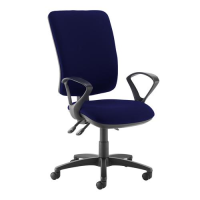 Senza extra high back operator chair with fixed arms - Ocean Blue