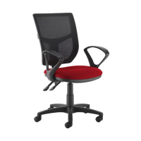 Altino 2 lever high mesh back operators chair with fixed arms - Panama Red