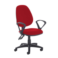 Jota high back PCB operator chair with fixed arms - Panama Red