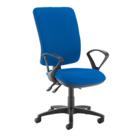 Senza extra high back operator chair with fixed arms - Scuba Blue