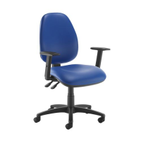 Jota high back operator chair with adjustable arms - Ocean Blue vinyl