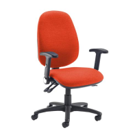 Jota extra high back operator chair with folding arms - Tortuga Orange
