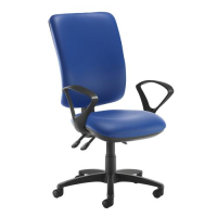 Senza extra high back operator chair with fixed arms - Ocean Blue vinyl