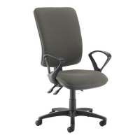 Senza extra high back operator chair with fixed arms - Slip Grey