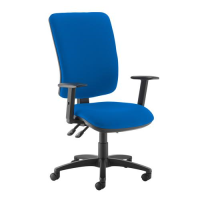 Senza extra high back operator chair with adjustable arms - Scuba Blue