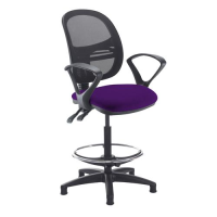 Jota mesh back draughtsmans chair with fixed arms - Tarot Purple