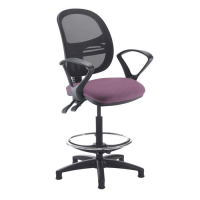 Jota mesh back draughtsmans chair with fixed arms - Bridgetown Purple