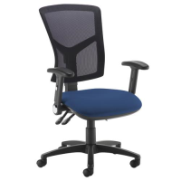 Senza high mesh back operator chair with folding arms - Costa Blue