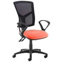 Senza high mesh back operator chair with fixed arms - Tortuga Orange