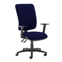 Senza extra high back operator chair with adjustable arms - Ocean Blue