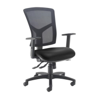 Senza high mesh back operator chair with adjustable arms - Nero Black vinyl