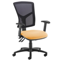 Senza high mesh back operator chair with folding arms - Solano Yellow