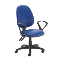 Jota high back PCB operator chair with fixed arms - Ocean Blue vinyl