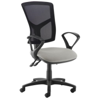 Senza high mesh back operator chair with fixed arms - Slip Grey
