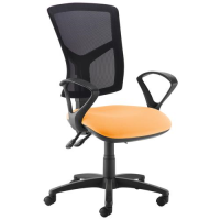 Senza high mesh back operator chair with fixed arms - Solano Yellow