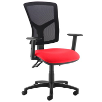 Senza high mesh back operator chair with adjustable arms - red